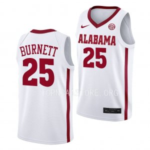 Men's Alabama Crimson Tide #25 Nimari Burnett White NCAA College Basketball Jersey 2403GZLT7